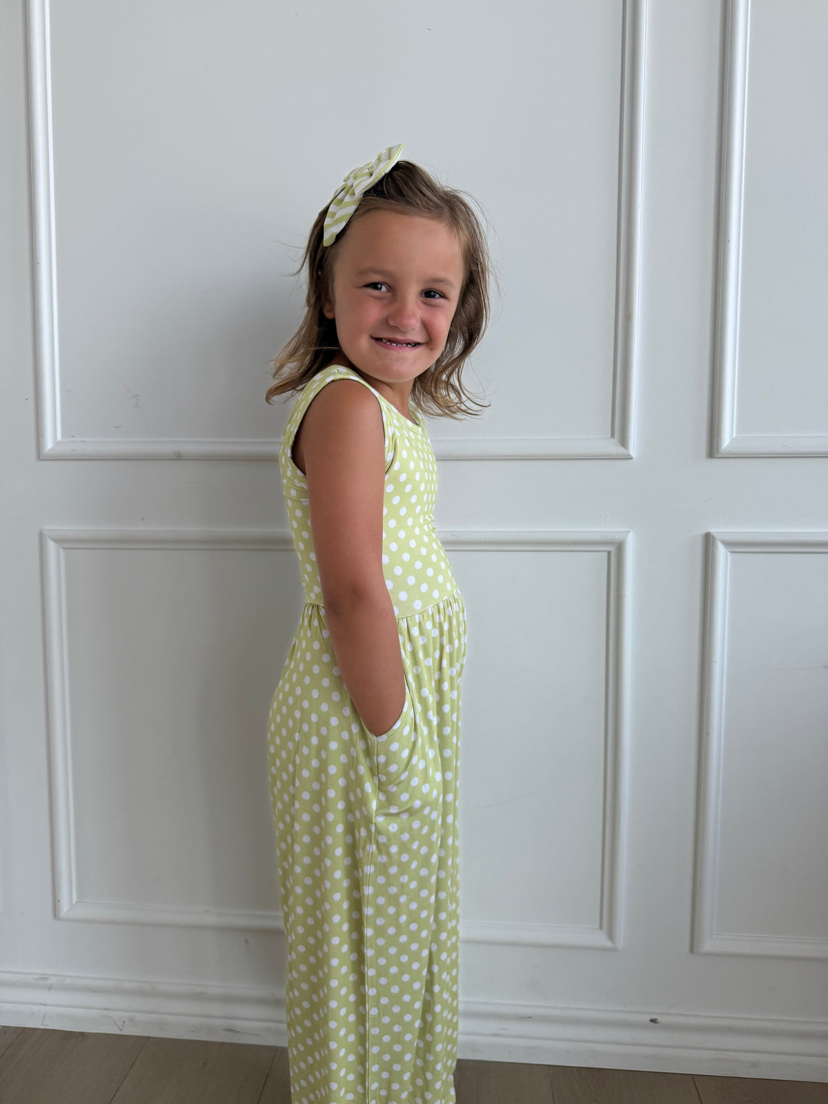 Green Polka Dot Tank Wide Leg Romper