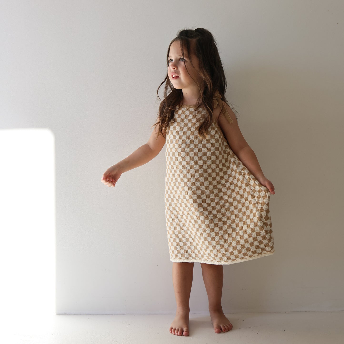 Knit Dress | Latte Check