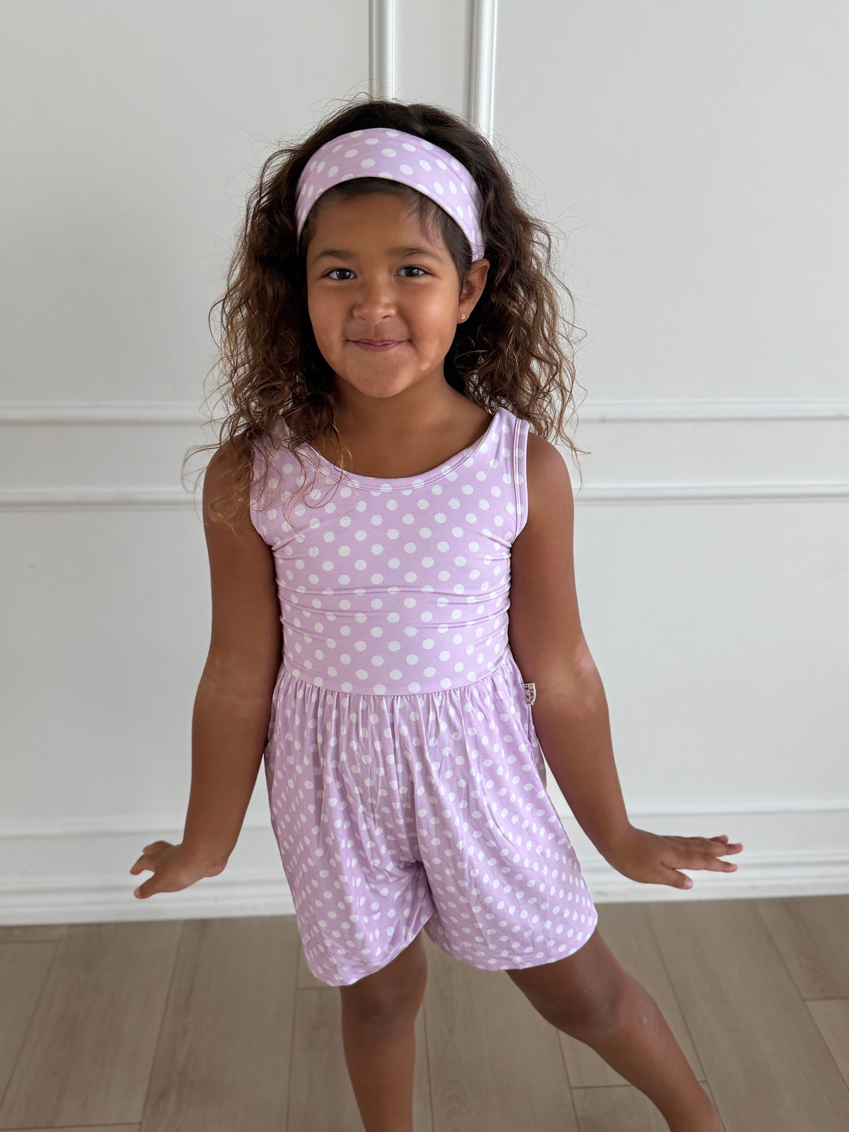 Purple Polka Dot Tank Shorty Romper
