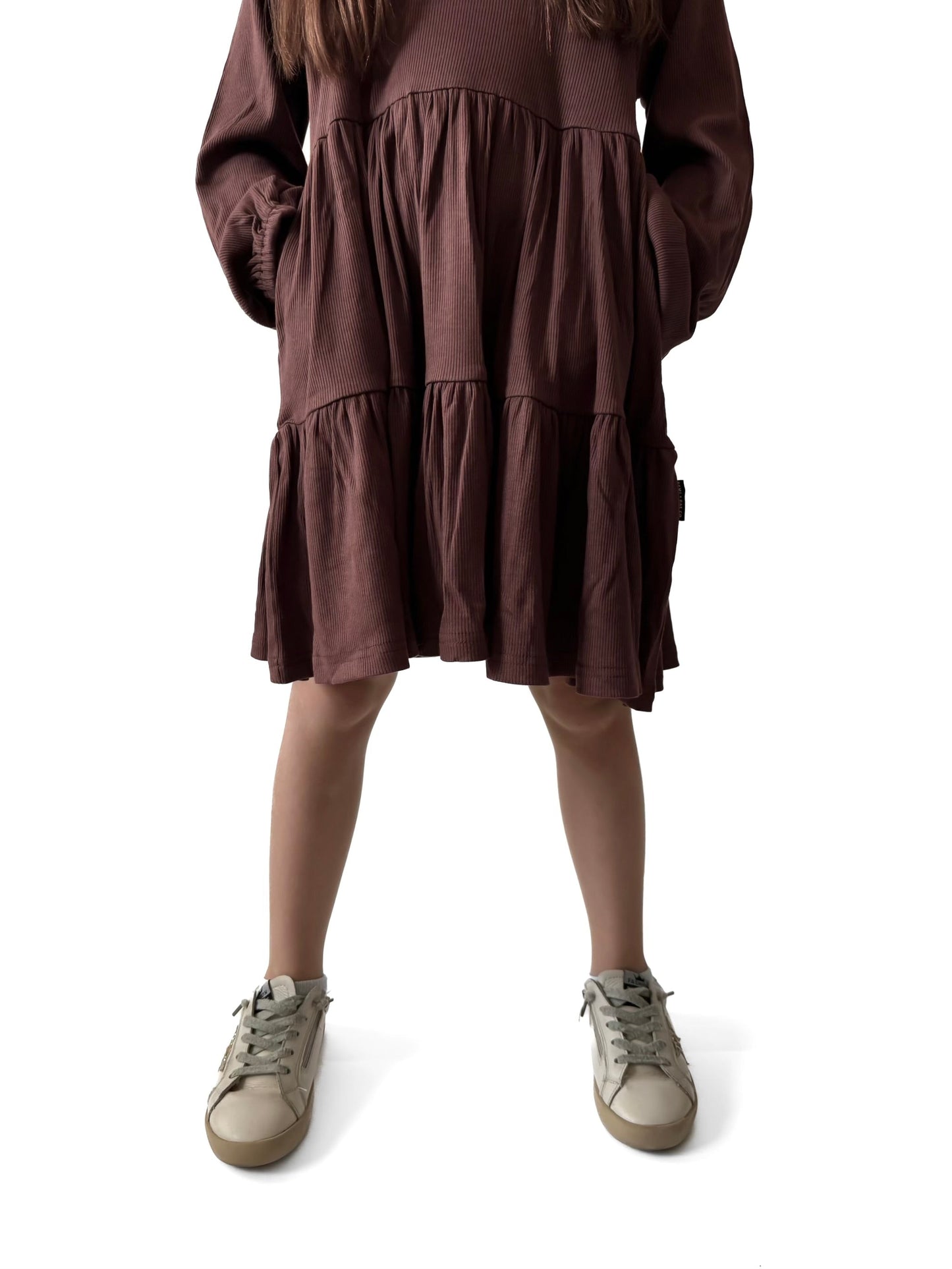 BAMBOO RIBBED DRESS - COCOA