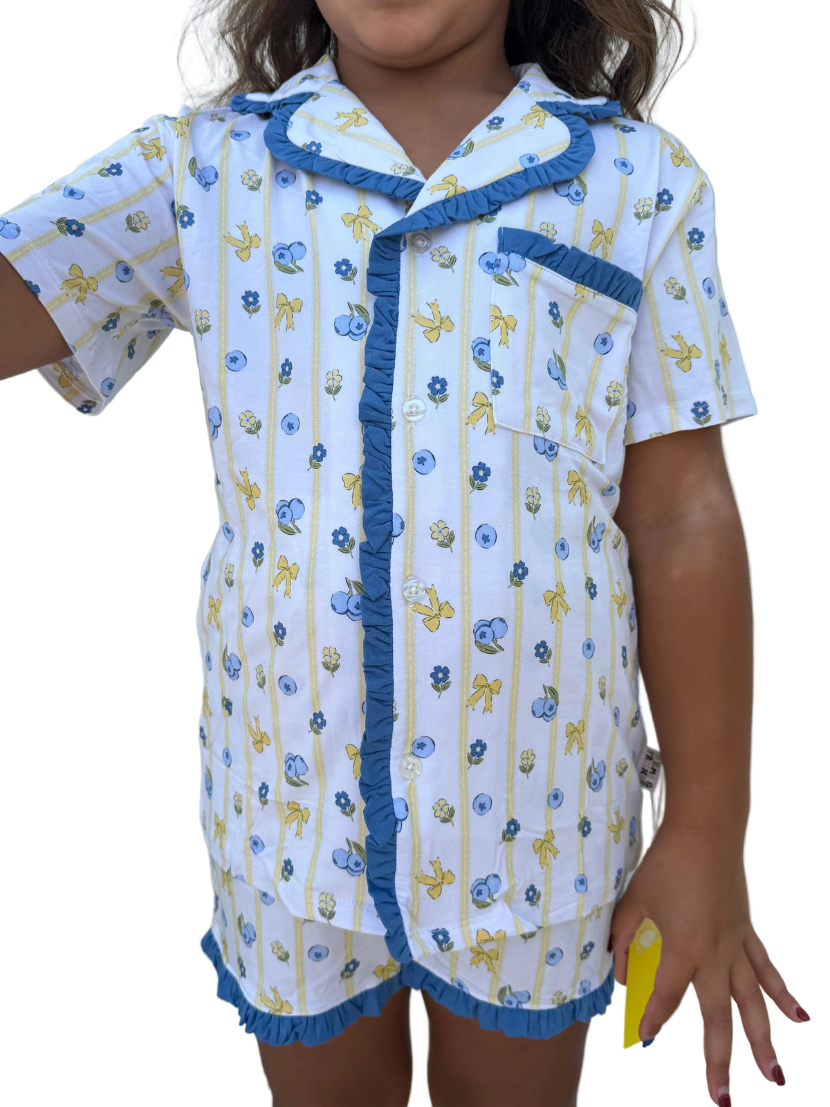 Blueberry Breeze Ruffle Button Up Short Set
