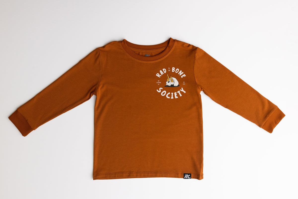 Rad to the Bone-AK Graphic Rust Bamboo Tee