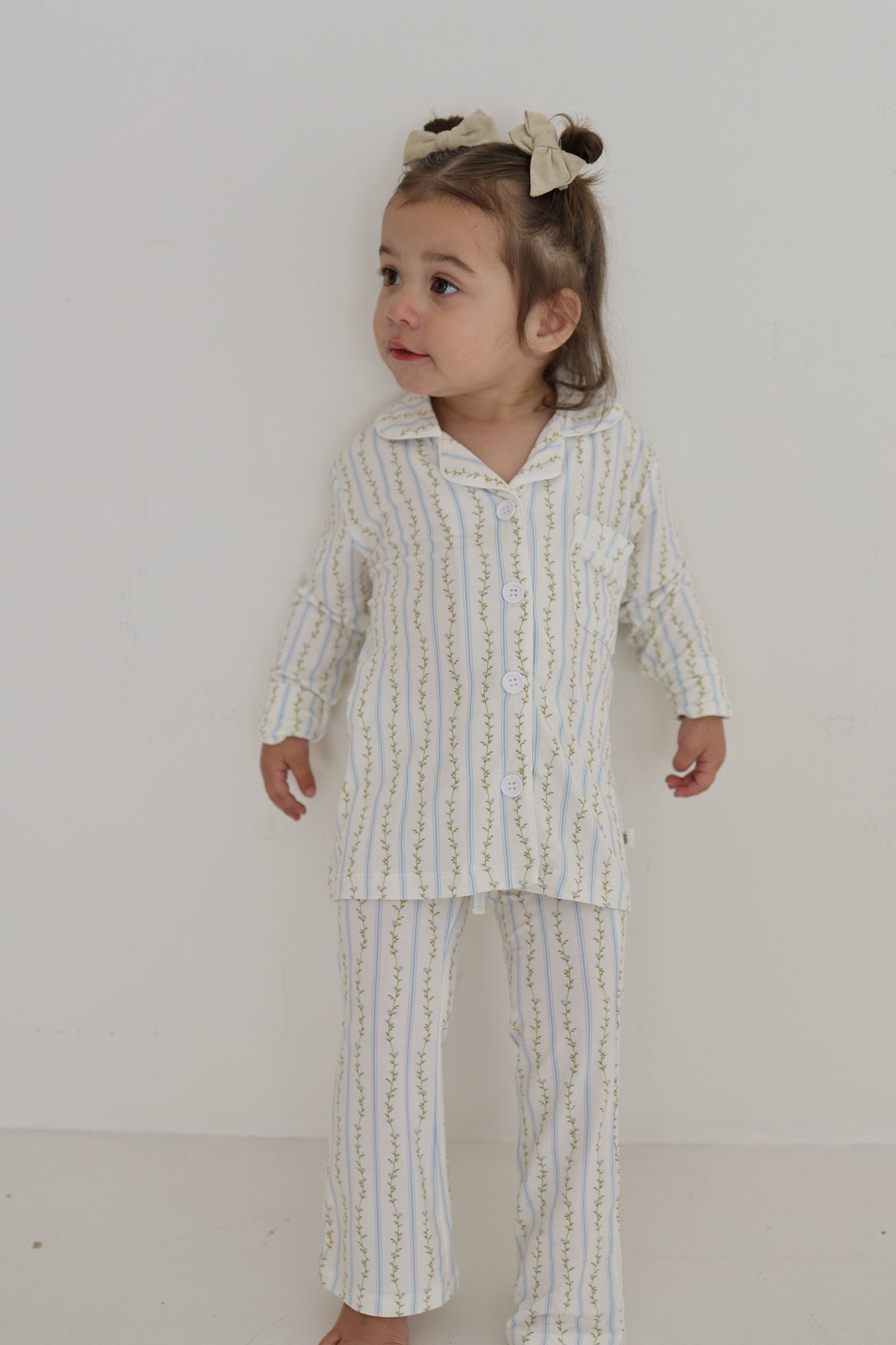 Girl’s Bamboo Button Up Lounge Set | Dainty Vines