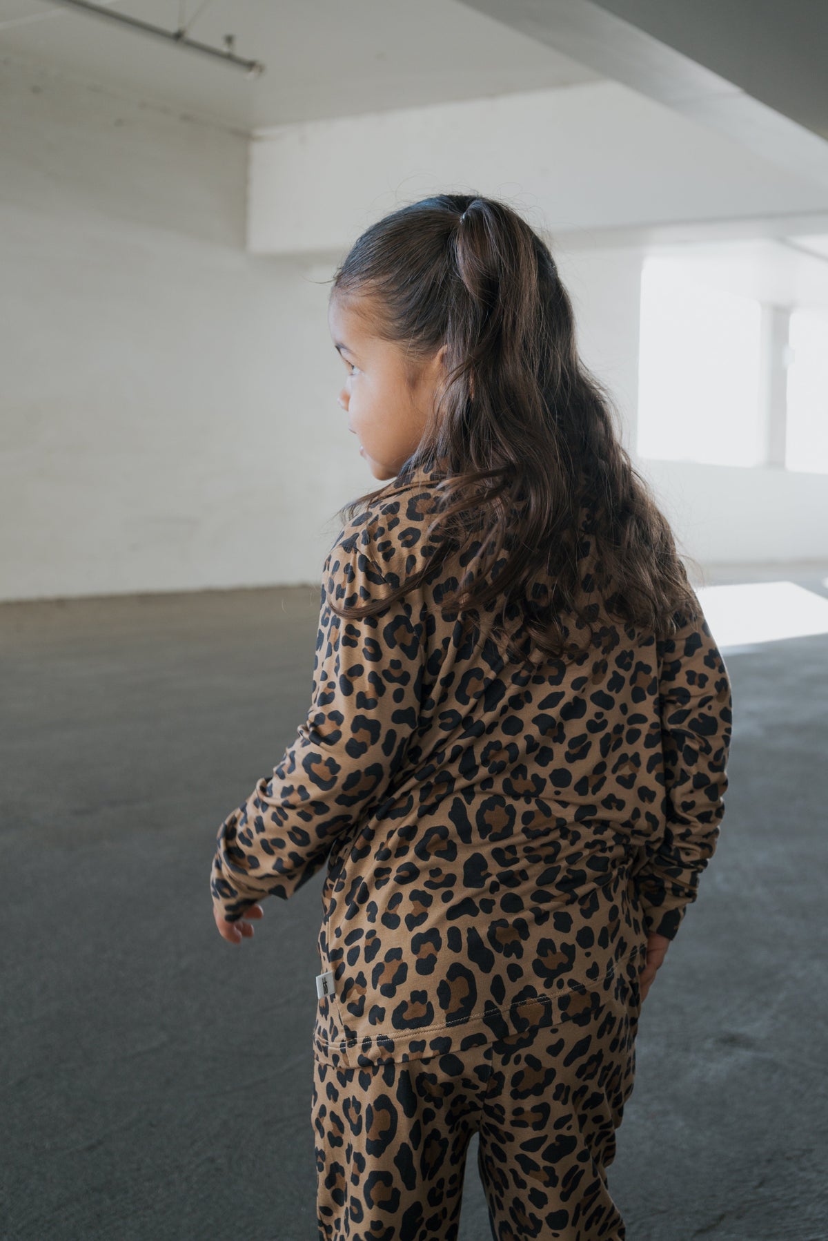 Girl's Bamboo Button Up Lounge Set | Leopard