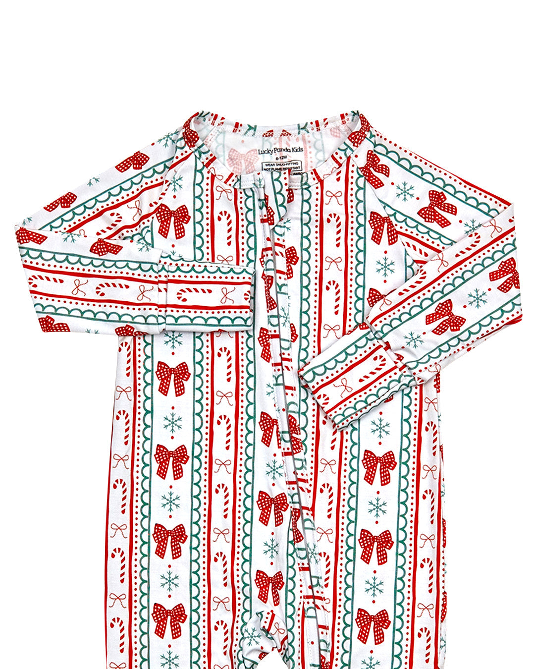 Bamboo Zip Romper | Retro Candy Cane