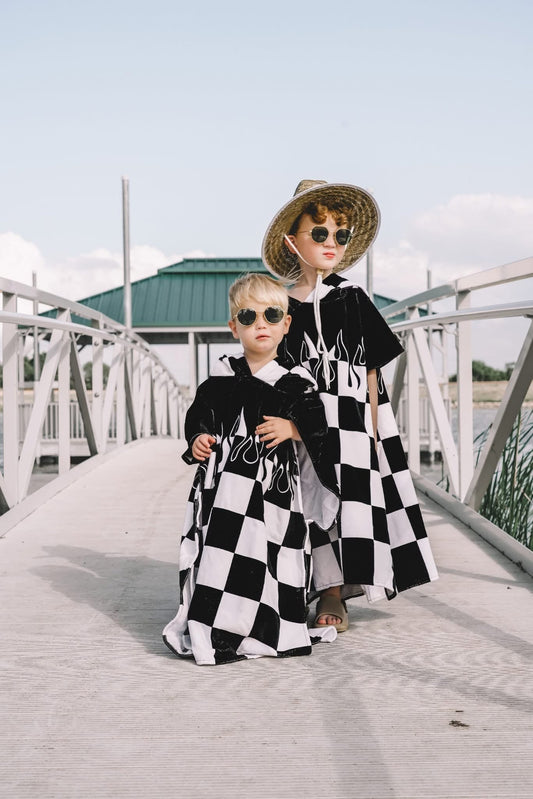 Checker Flame Hooded Towel