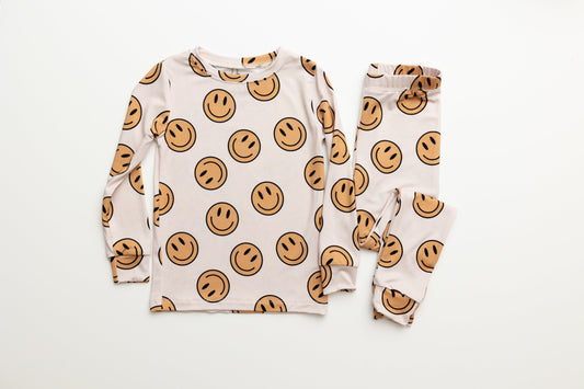 Neutral smileys-AK Dreamers Bamboo zipper PJ’s