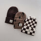 ff Knit Beanie | Coffee & Cream Checkerboard