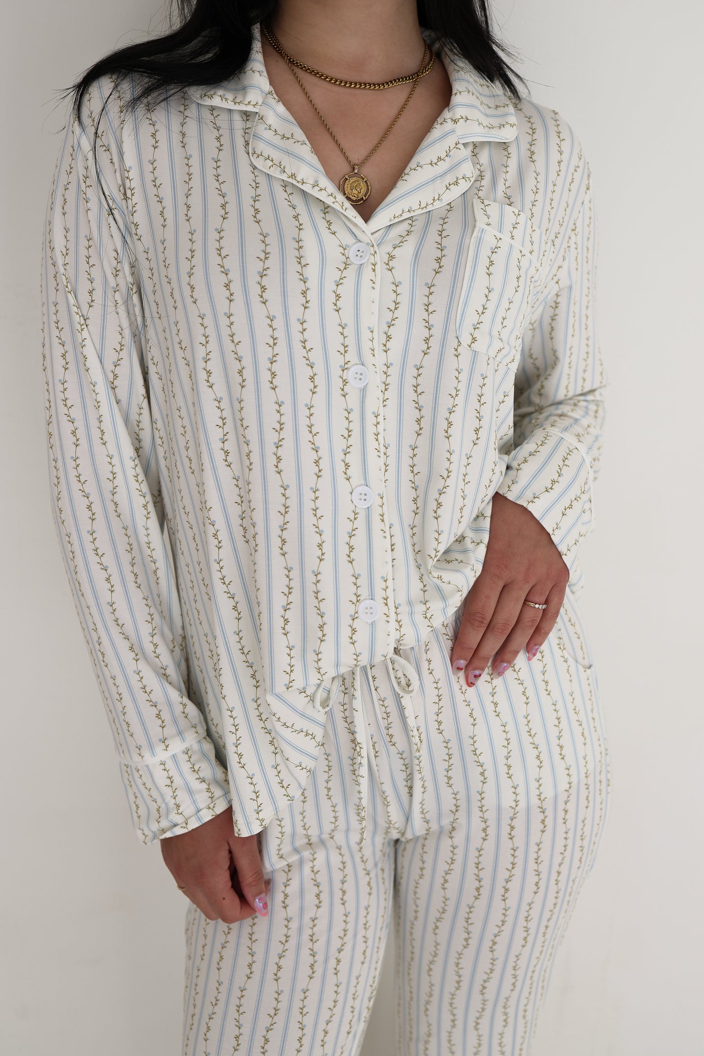 Women's Bamboo Button Up Lounge Set | Dainty Vines