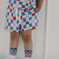 Checker- Red white + Blue bamboo set