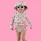 BLOSSOMIN’ BUTTERFLY DREAM 2-PIECE RASH GUARD RUFFLE SWIM SUIT