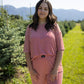 Women's Boxy Tee Lounge Set | Peppermint Stripe Ribbed