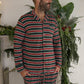 Men's Bamboo Button Up Lounge Set | Holiday Stripe