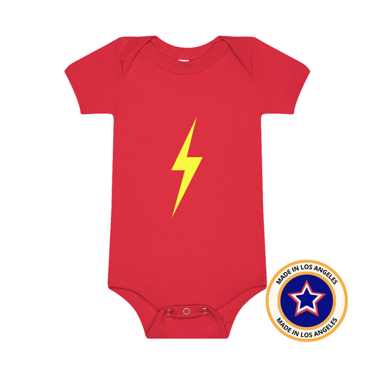 THE SPARK NEON YELLOW ONESIE - RED