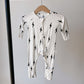 Bamboo Zip Pajamas | White & Black Lightning Bolt