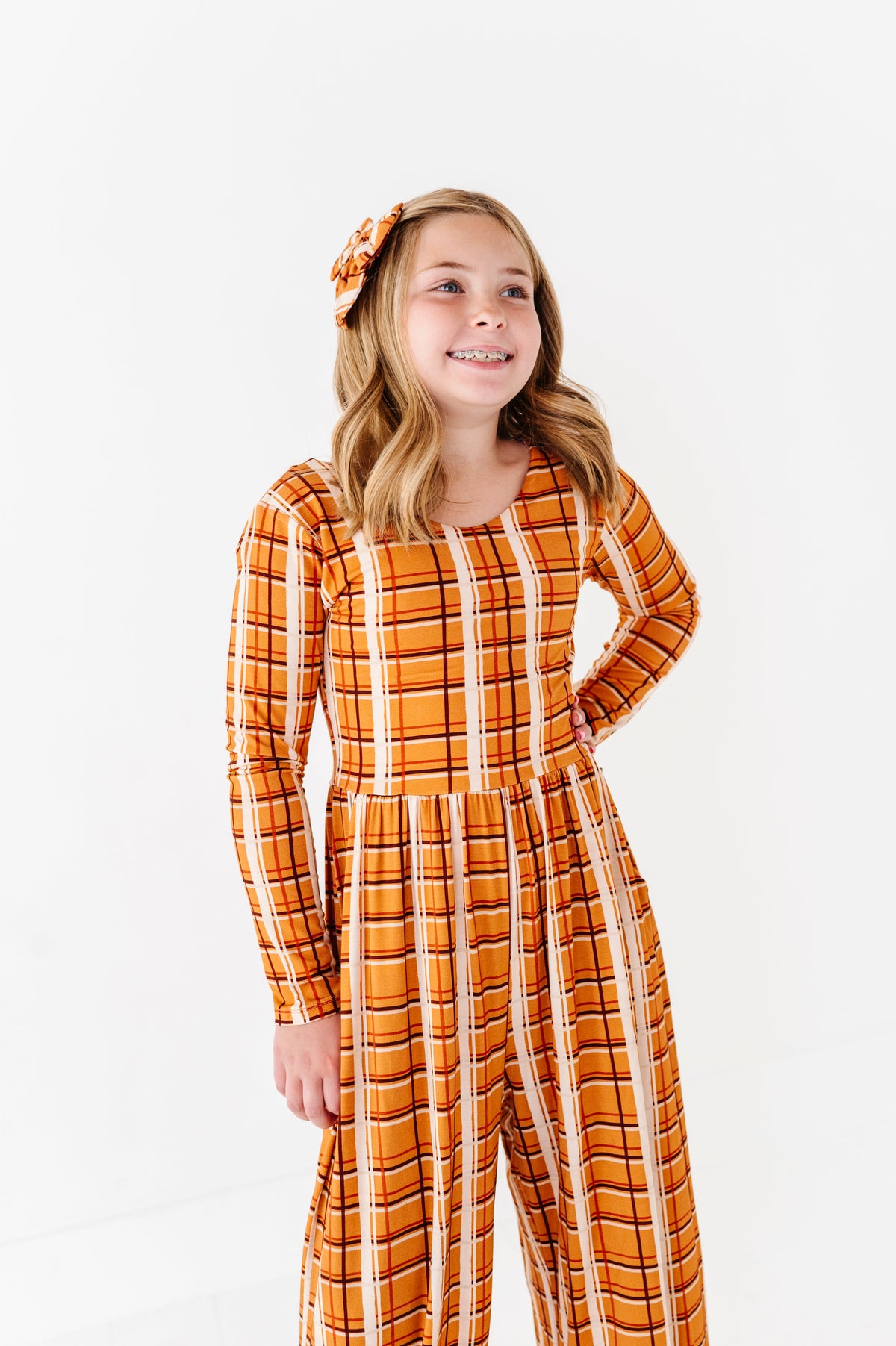 Harvest Plaid Wide Leg Romper