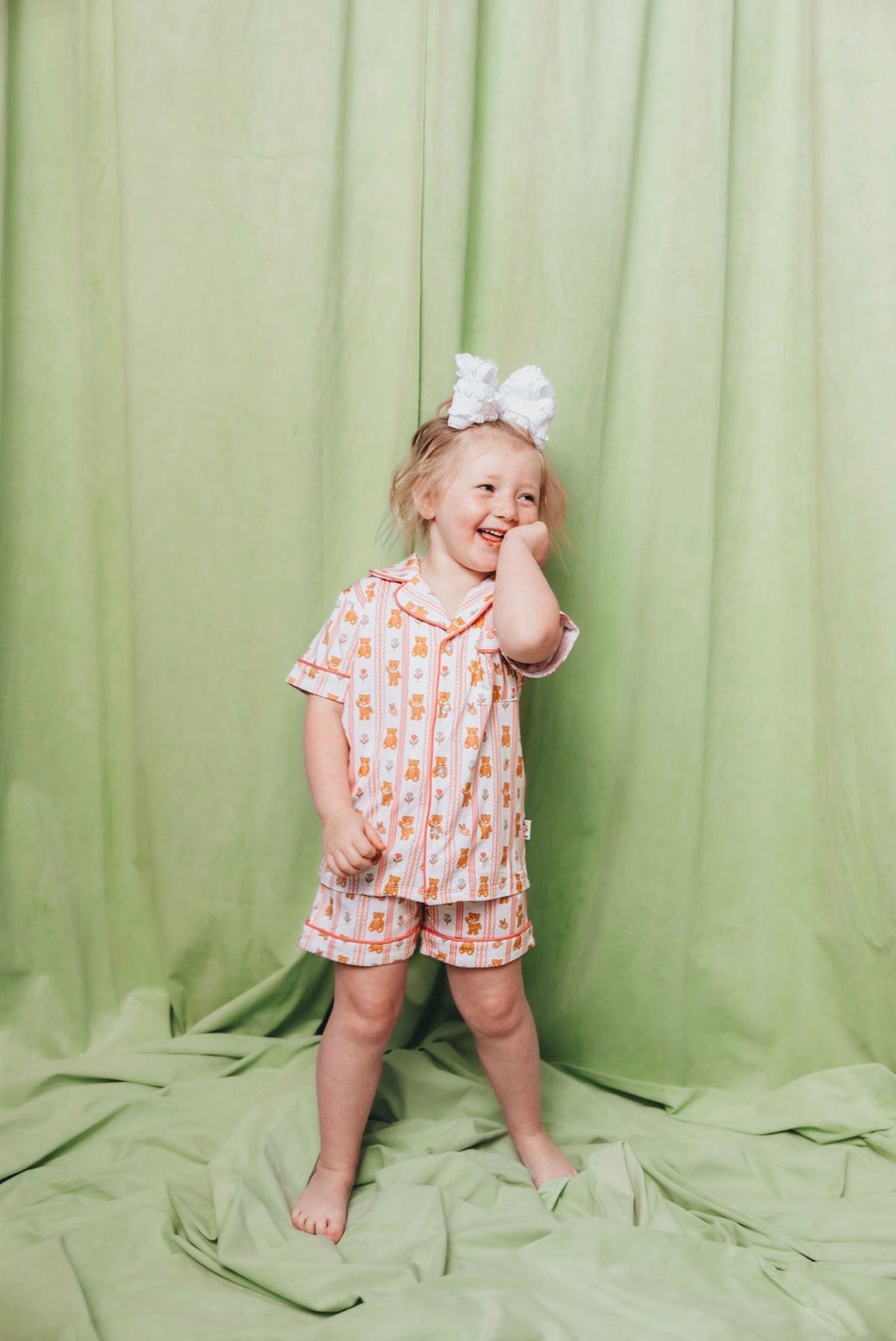 Teddy Tulips Button Up Short Set