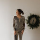 Women's Long Sleeve Bamboo Pajama | Midnight Stripe