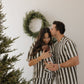Men's Short Sleeve Bamboo Pajamas | Fireside Stripe