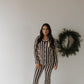 Women's Bamboo Button Up Lounge Set | Midnight Stripe