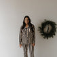 Women's Bamboo Button Up Lounge Set | Midnight Stripe