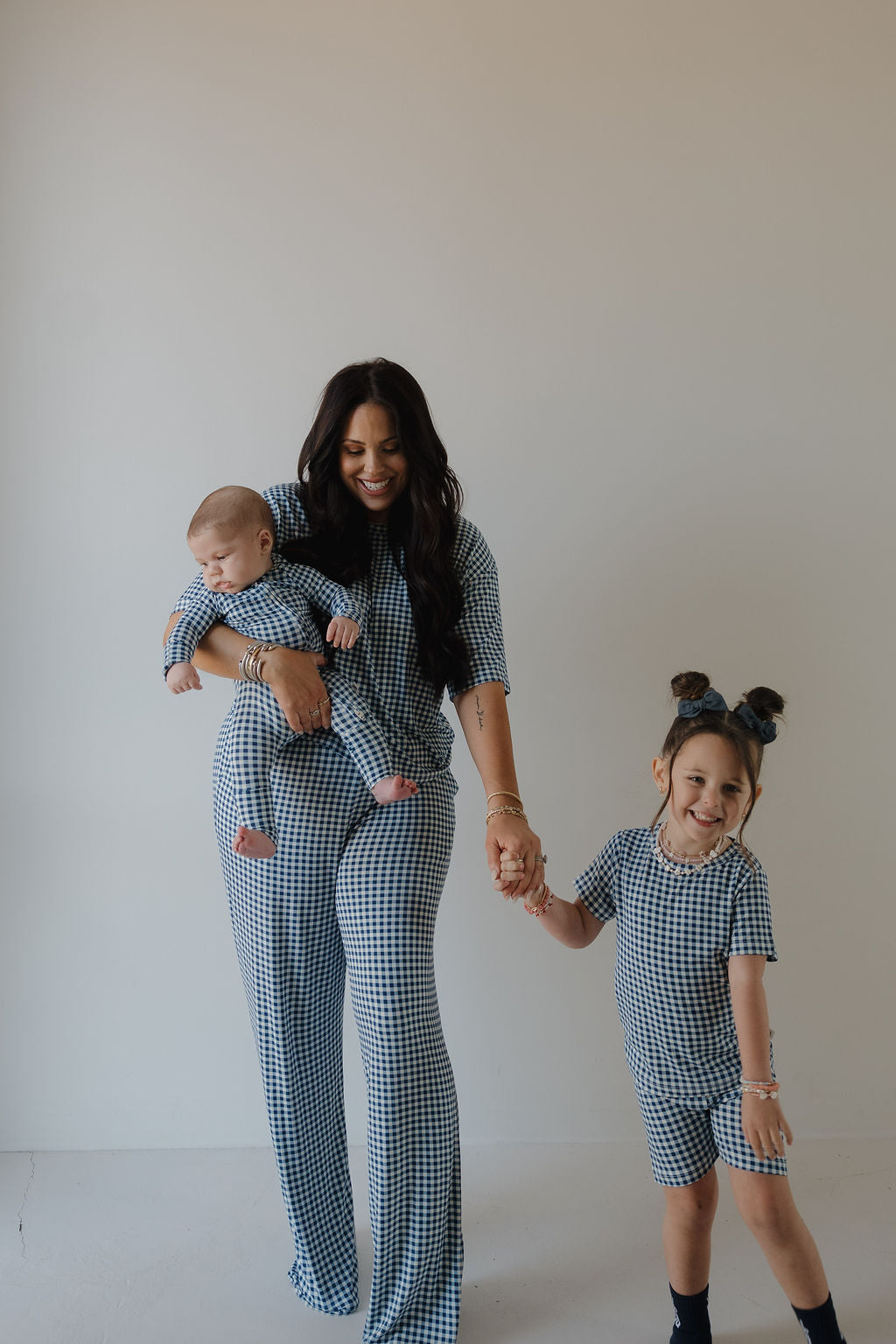 Women's Boxy Tee Lounge Set | Blue Gingham