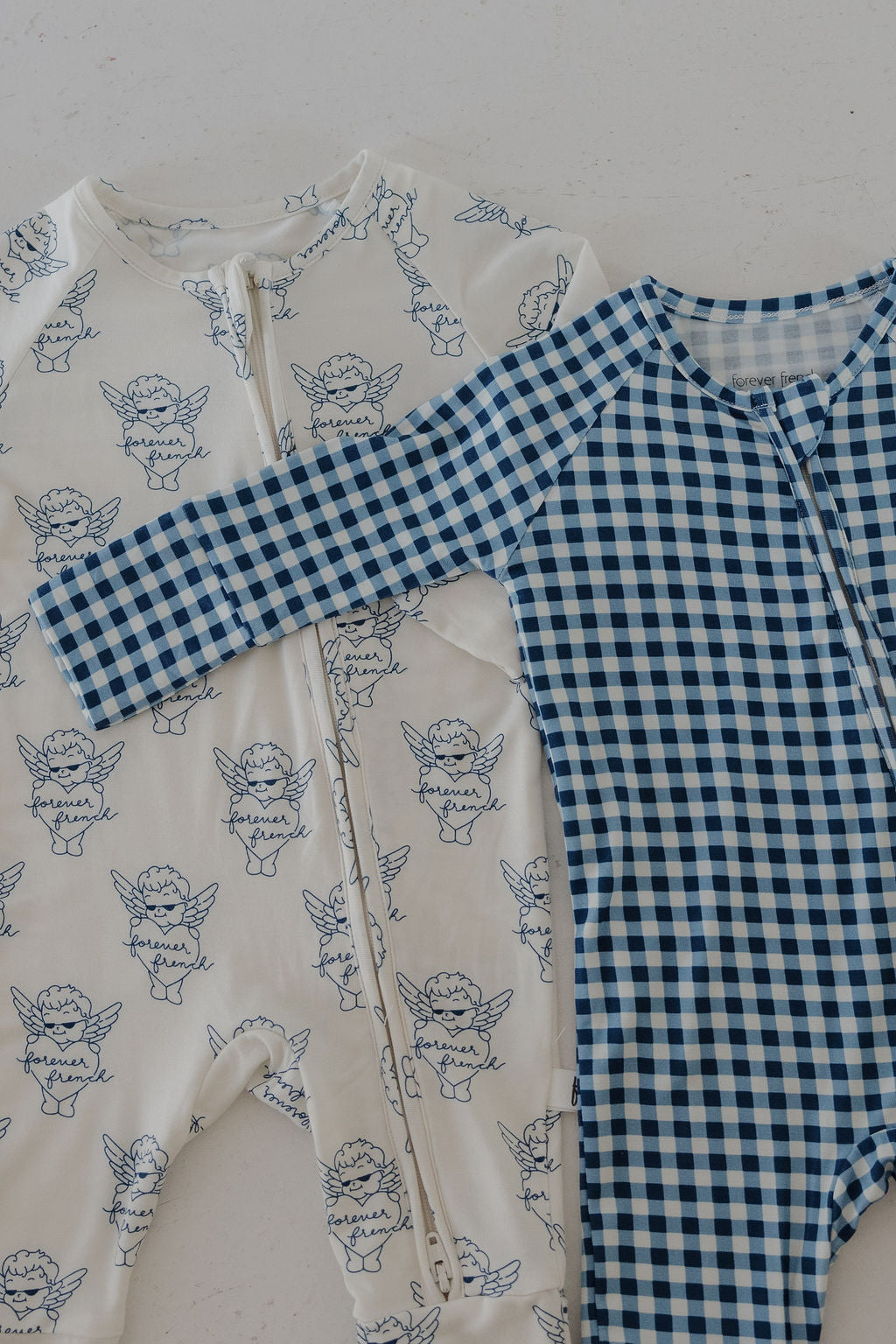 Bamboo Zip Pajamas | Blue Gingham