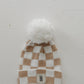 ff Knit Pom Top Beanie | Tan Checkerboard