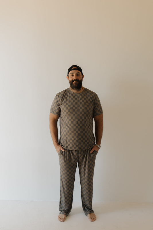 Men's Bamboo Short Sleeve Pajama | Faded Checkerboard