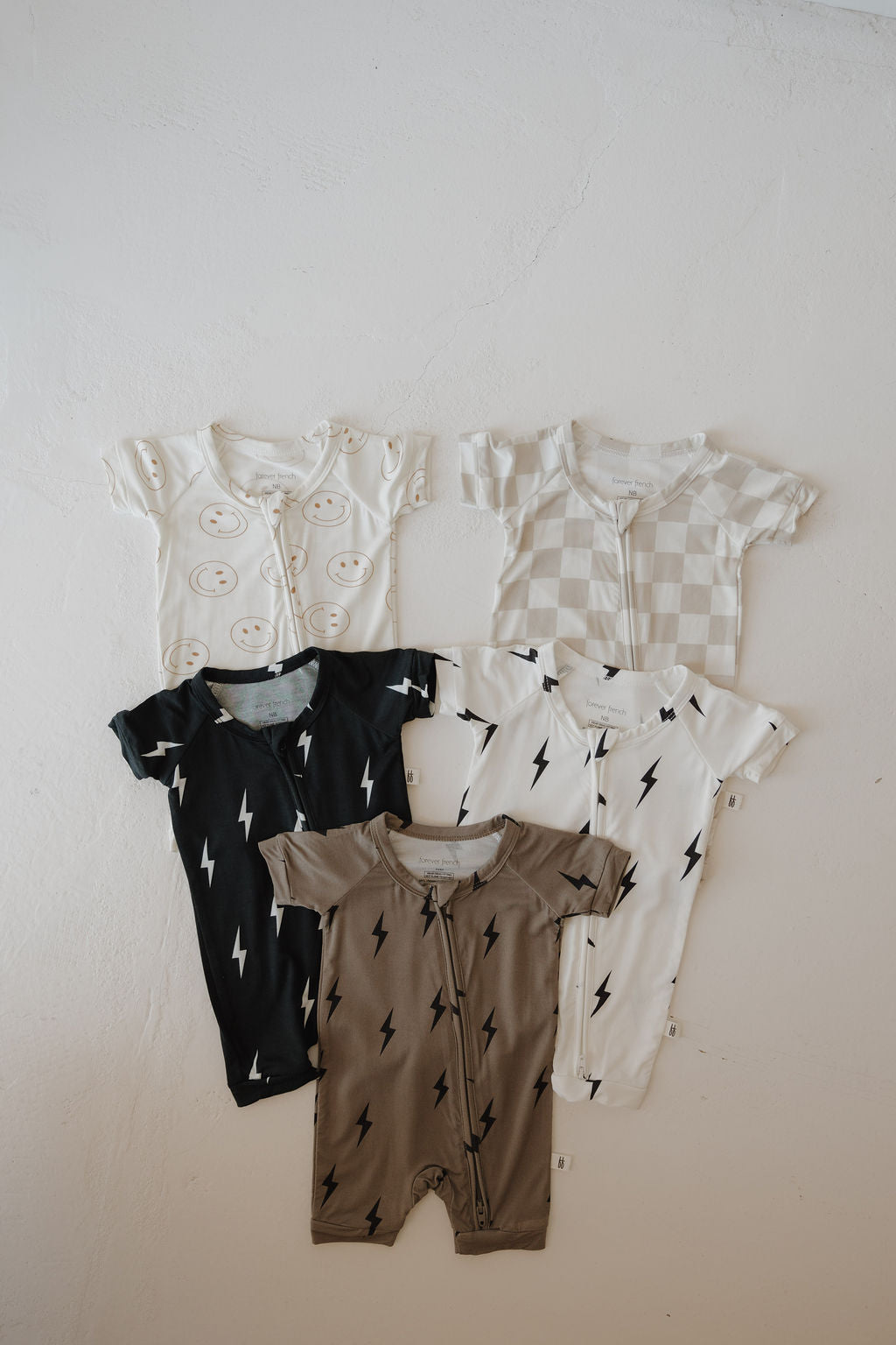 Bamboo Zip Shortie | Brown & Black Lightning Bolt