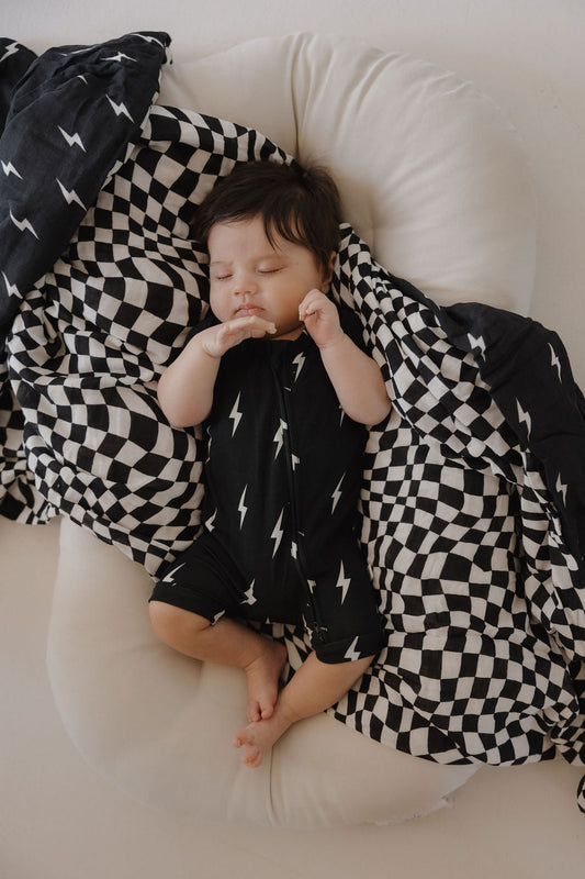 Bamboo Zip Shortie | Midnight Lightning Bolt