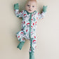 Bamboo Zip Romper | Checkered Santa