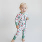 Bamboo Zip Romper | Checkered Santa