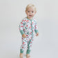 Bamboo Zip Romper | Checkered Santa