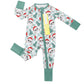 Bamboo Zip Romper | Checkered Santa