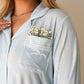 Women's Bamboo Button Up Lounge Set | Blue Bows