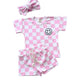 Checkered Shorts Set | Pink