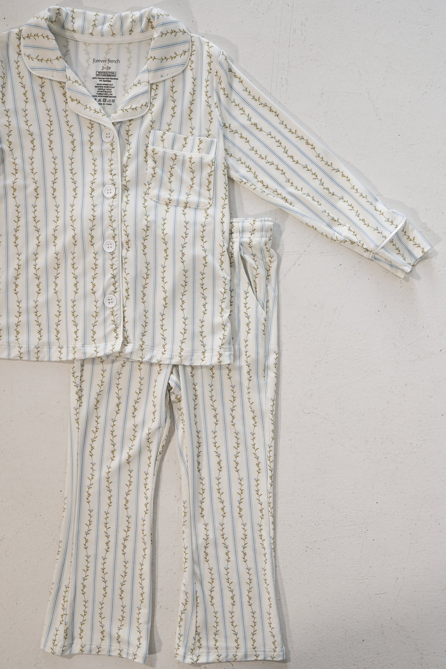 Girl’s Bamboo Button Up Lounge Set | Dainty Vines