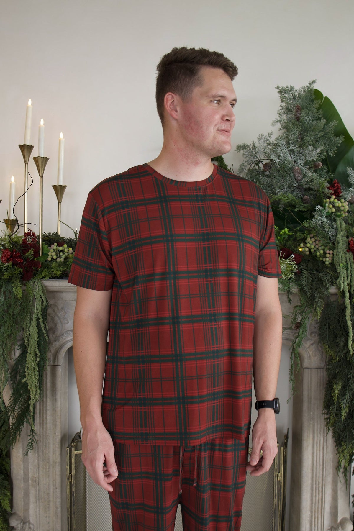 Men's Short Sleeve Pajamas | Christmas Plaid