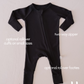 Bamboo Zip Pajamas | Ribbed Black
