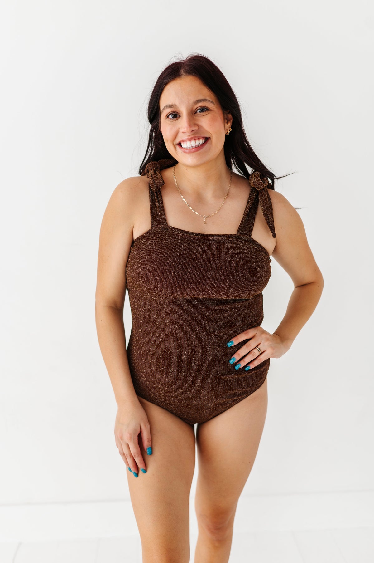 Brown Metallic Adult Swim Suit