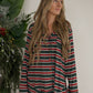 Women's Bamboo Button Up Lounge Set | Holiday Stripe