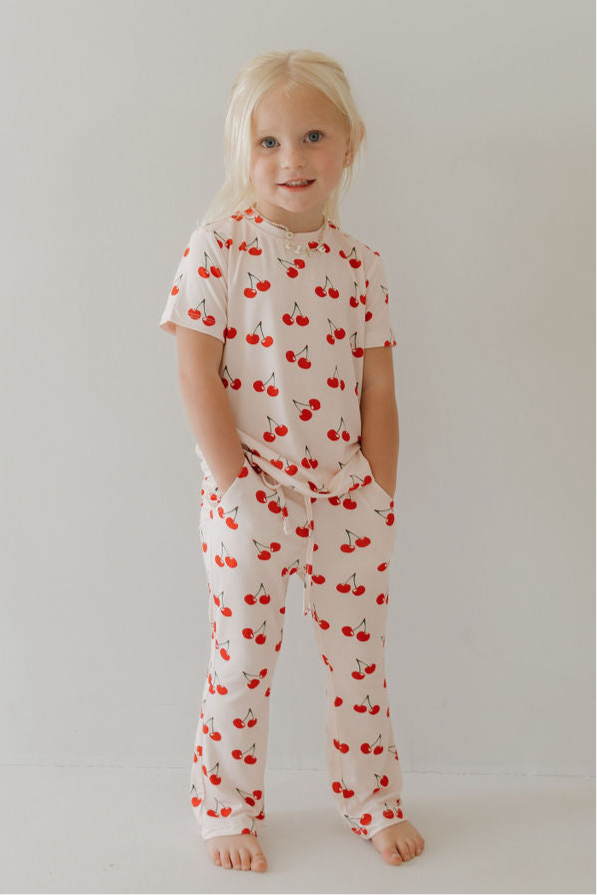 Toddler Short Sleeve Bamboo Lounge Set | Cherry Orchard