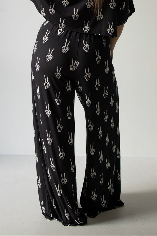 Women's Bamboo Wide Leg Pants | Midnight Skelly