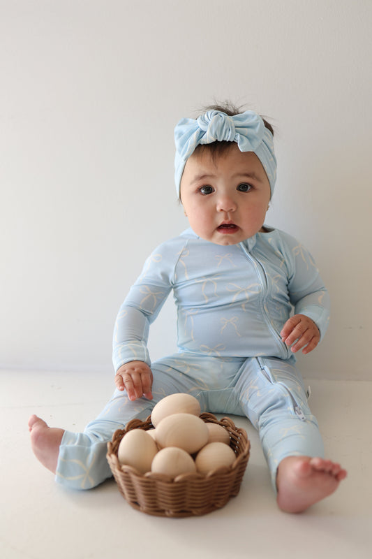 Bamboo Zip Pajamas | Blue Bows