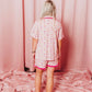 Strawberry Squeeze Adult Ruffle Button Up Short Set