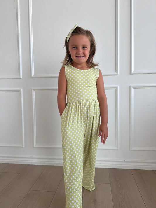 Green Polka Dot Tank Wide Leg Romper