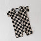 Shortie Bamboo Zip | Black Checkerboard