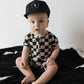 Shortie Bamboo Zip | Black Checkerboard