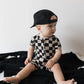Shortie Bamboo Zip | Black Checkerboard